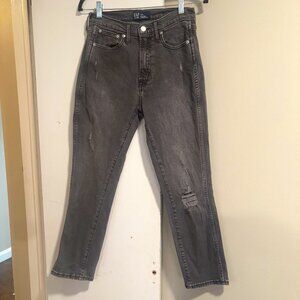 GAP Women's Black Pirineos High Rise Destructed Vintage Slim Ripped Denim Jeans